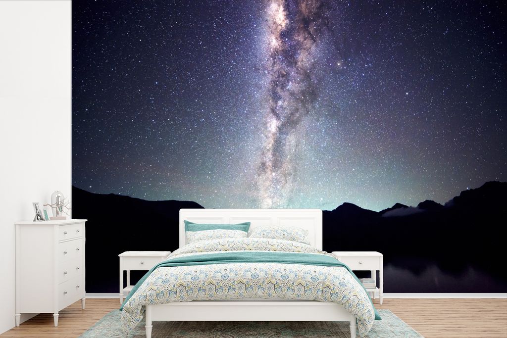MuchoWow Fototapete für Wohnzimmer oder Schlafzimmer Wandtapete Vinyl Motivtapete Universum - Galaxie - Sternenhimmel - Jungen - Mädchen - Kind...