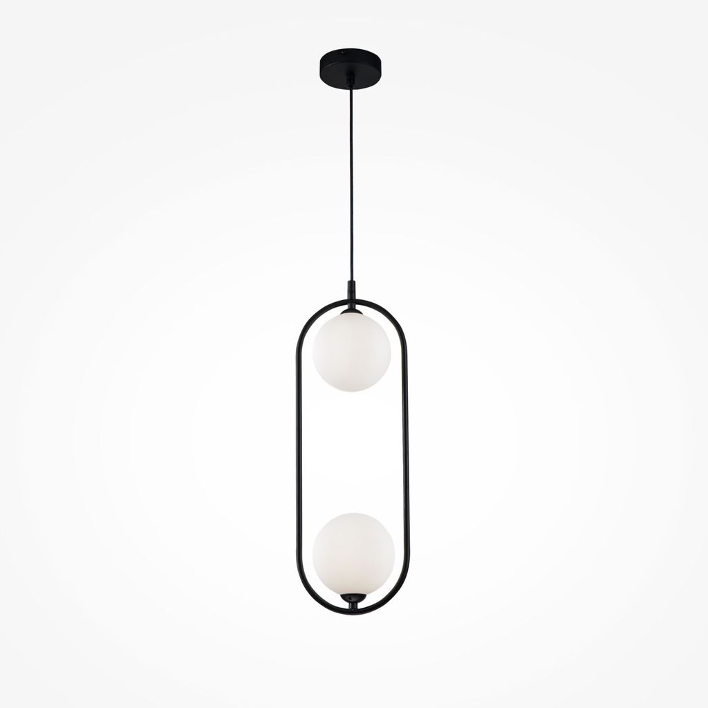 Pendelleuchte Metall Glas G9 H: max. 204 cm Schwarz Weiß 2-flammig Kugelschirm Modern