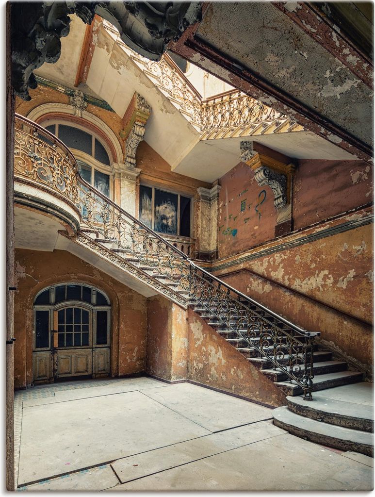 ARTland Leinwandbild Lost Places Verlassene Orte Treppenhaus Größe: 45x60 cm