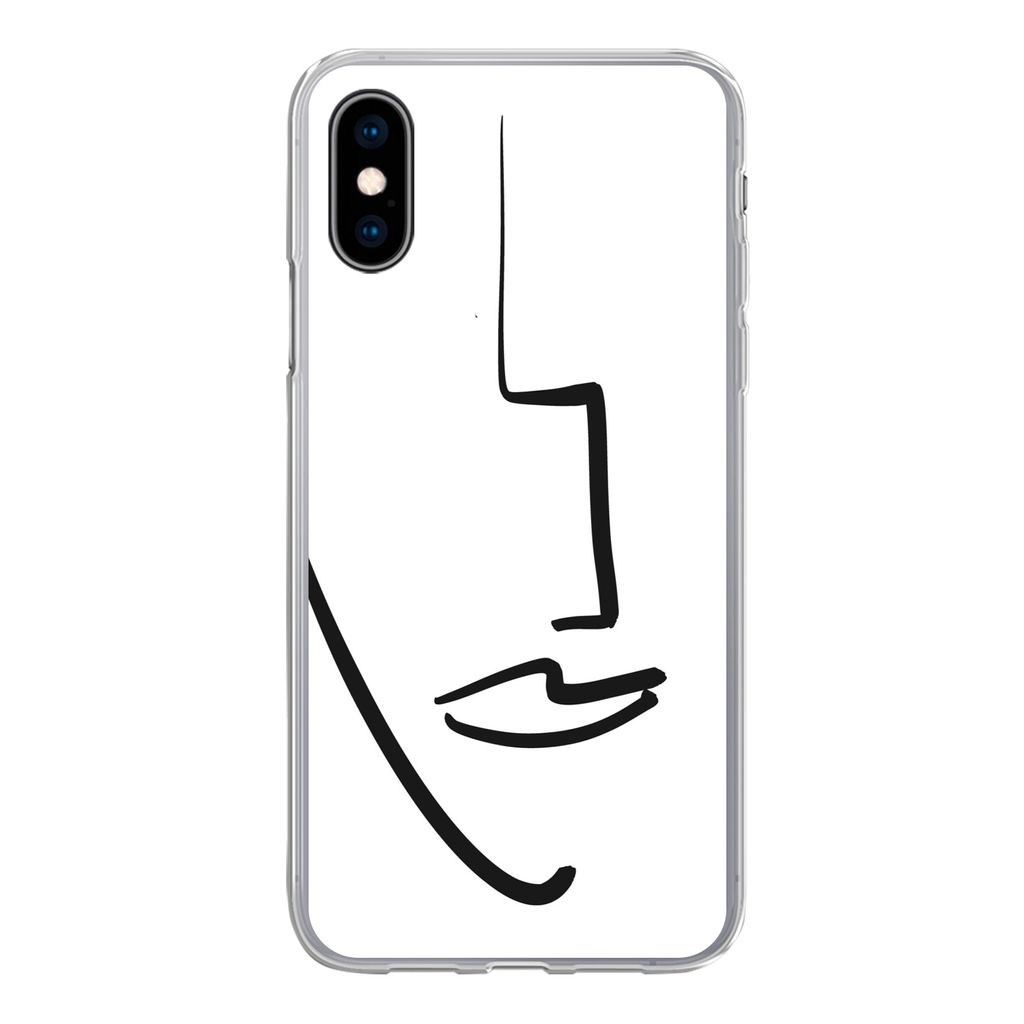 MuchoWow Handyhülle Schutzhülle Hülle für iPhone X Gesicht - Frau - Minimalismus Silikon Softcase Handy Hülle - Handyhülle