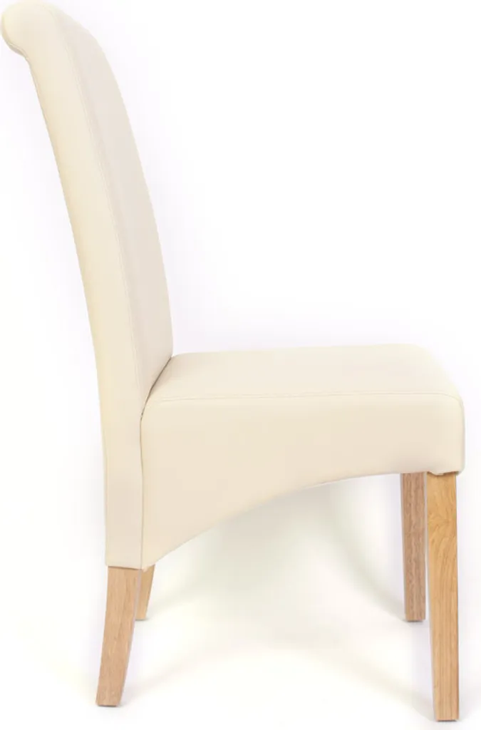 Chaise de salle à manger en similicuir mat et pieds bois clair