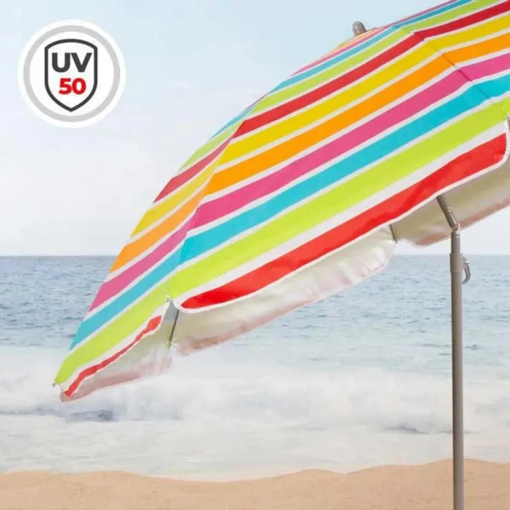 Parasol inclinable à rayures 220 cm Ø Modèle 62363 UV50+ Multicolore