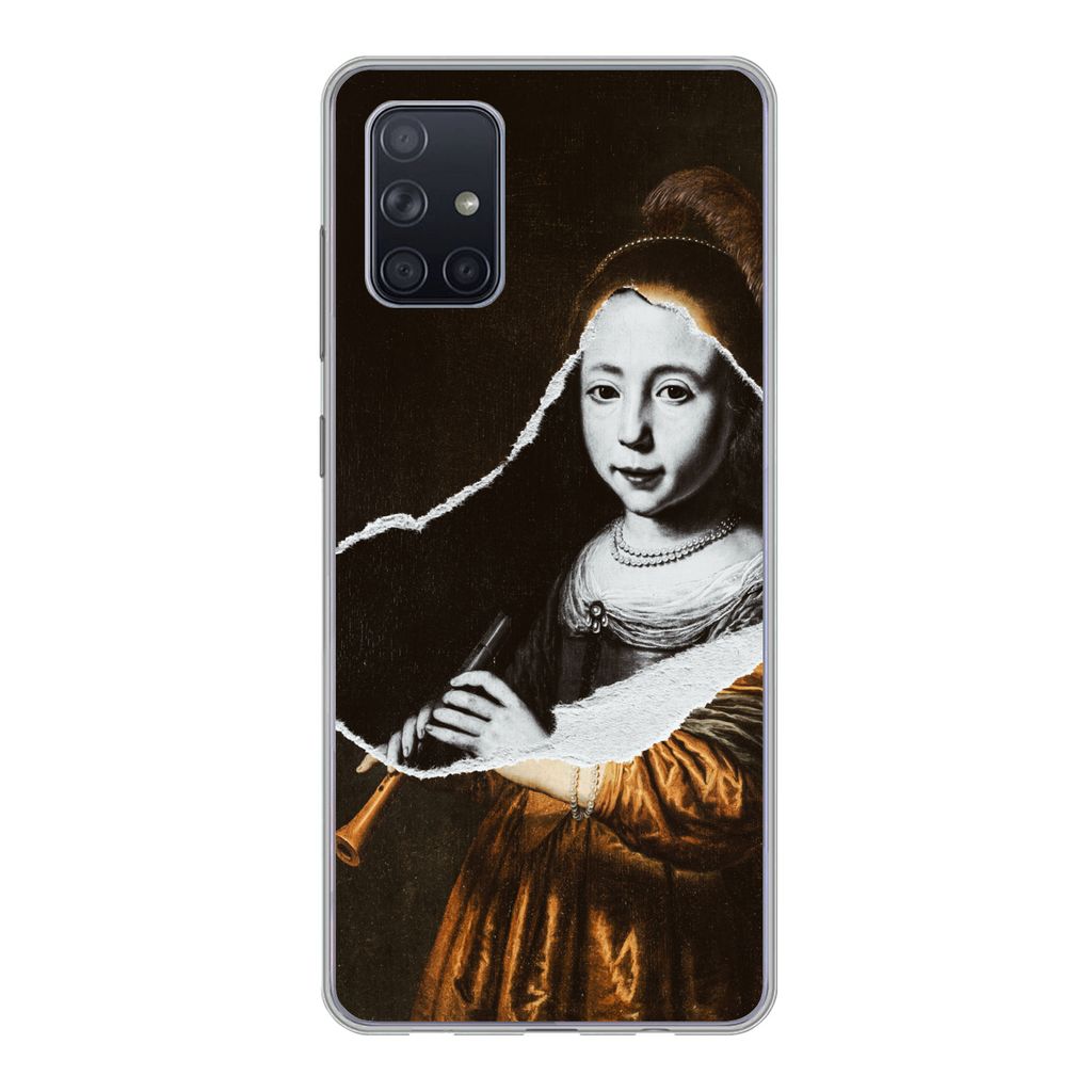 MuchoWow Handyhülle Schutzhülle Hülle für Samsung Galaxy A51 5G Elizabeth-Spiegel - Dirck Dircksz Santvoort - Schwarz - Weiß Silikon Softcas...