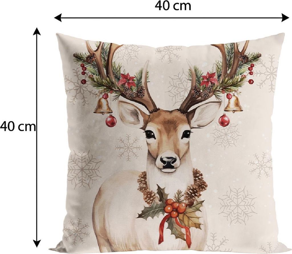 Weihnachts-Samt-Kissenbezug 40x40 Vintage Hirsch