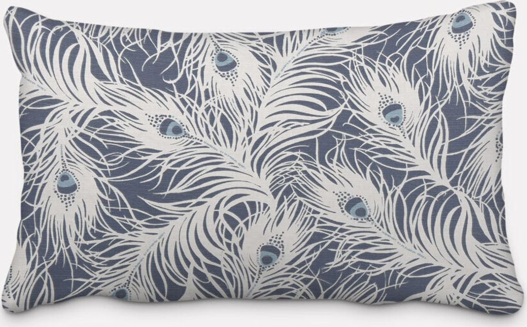 SCHÖNER LEBEN. Kissenhülle STUDIO G Federn Pfau dunkelblau weiß blau Größe 40x60cm (HxB) 40x60cm (HxB) Größe