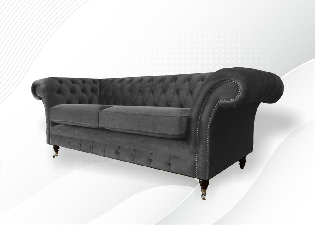 Chesterfield 3Sitzer Graue xxl bix Sofas Möbel Neu Produktbild 