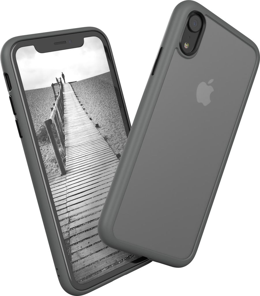 EAZY CASE - Outdoor Case kompatibel mit Apple iPhone XR, stoßfest, kratzfest, mit Kameraschutz, Silikonhülle in Grau