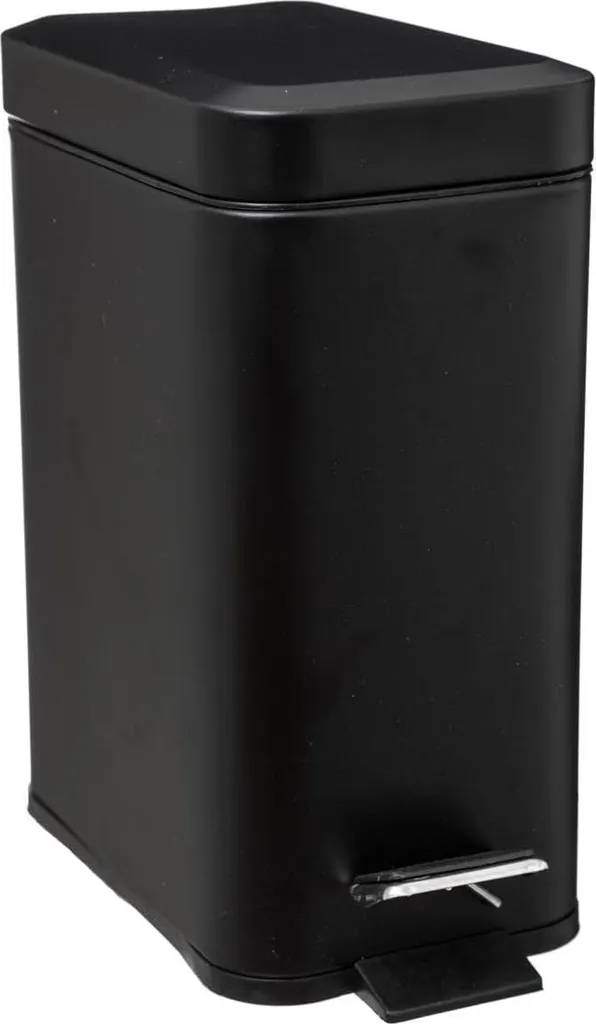 Poubelle à pédale 5L design noir mat avec seau amovible gain de place