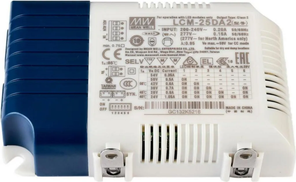 Transformateur LED Multi-courant DALI2 Meanwell 25W 6-54V DC 862246 IP20