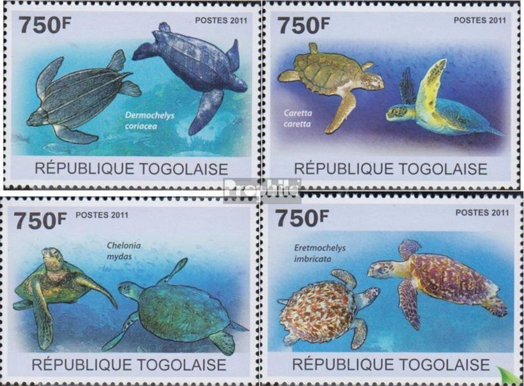 Briefmarken Togo 2011 Mi 3889-3892 (kompl.Ausg.) postfrisch Meeresschildkröten