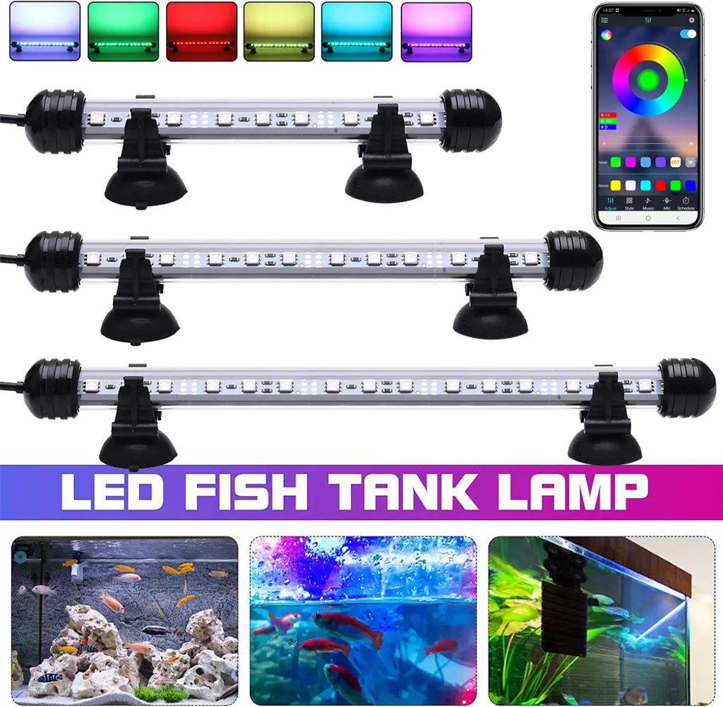 Lampe d'Aquarium LED RGB Subaquatique 18cm avec Application Smartphone