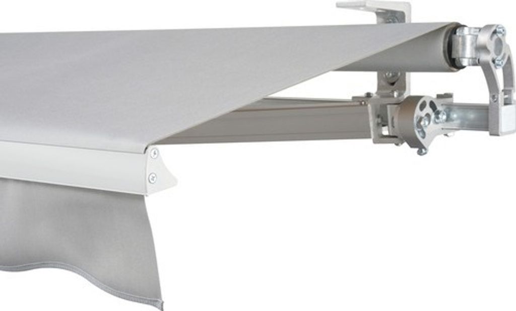 SOLUNA Gelenkarmmarkise Concept 3x2 Stoff Dessin 7552 Gestell Silber E6EV1 eloxiert Antrieb rechts inkl. Motor und Wands