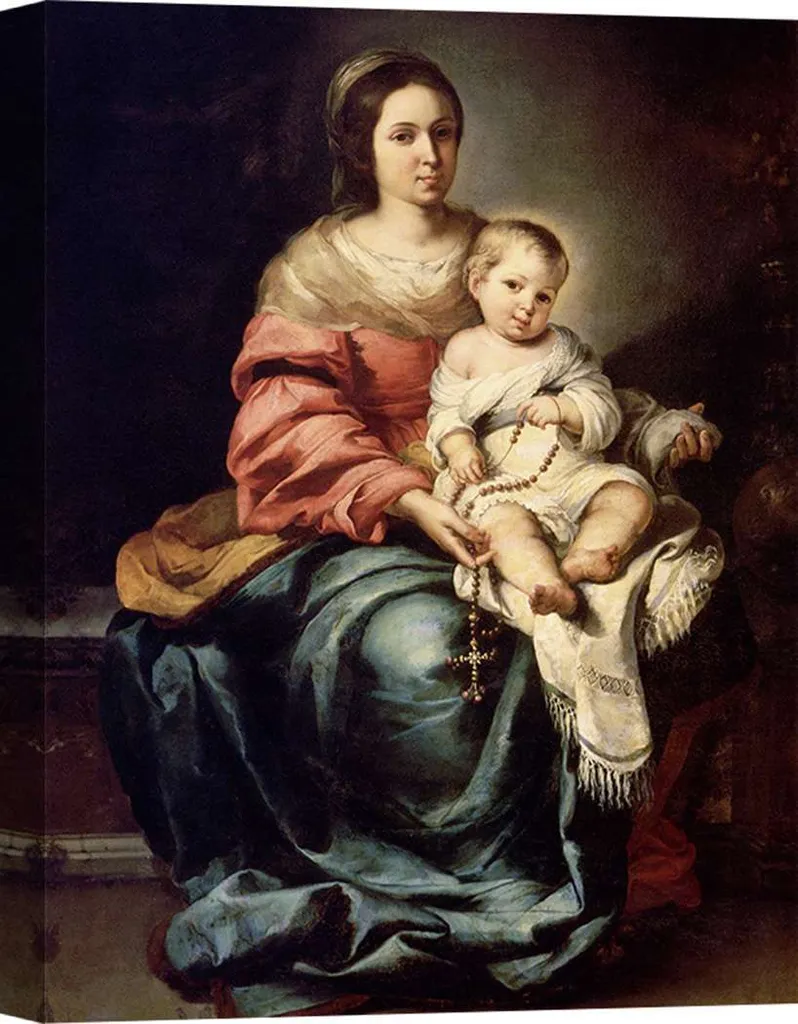 Regala l'Arte: Madonna del Rosario Murillo 60x40 - Idea Regalo Sacro