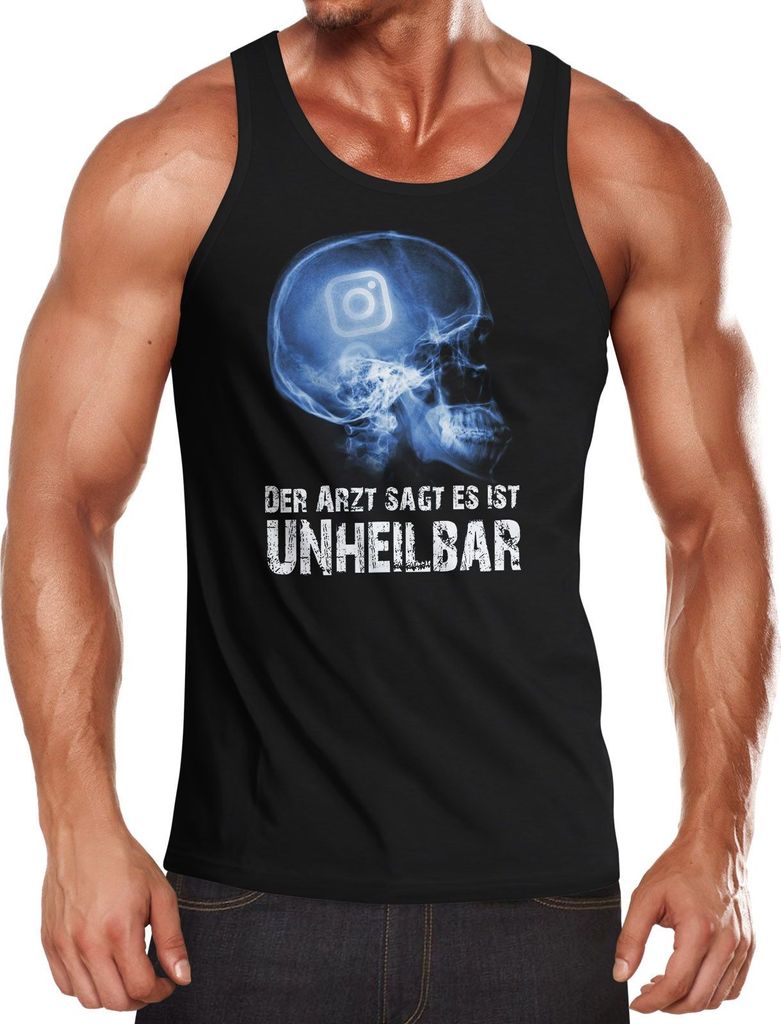 Herren Tanktop Xray Der Arzt sagt es ist unheilbar Hobby Röntgenbild Instagram Insta Fun-Shirt Moonworks schwarz M