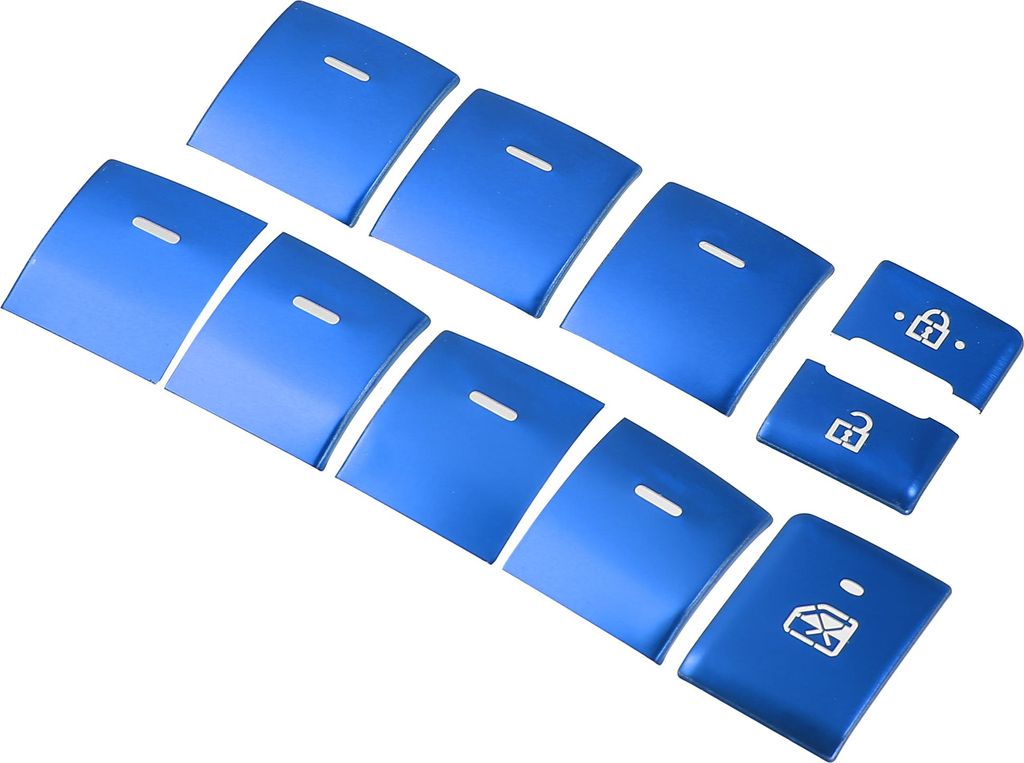 10 Stück Auto Aluminium Tür Armlehne Taste Fenster Schalter Aufkleber Blau