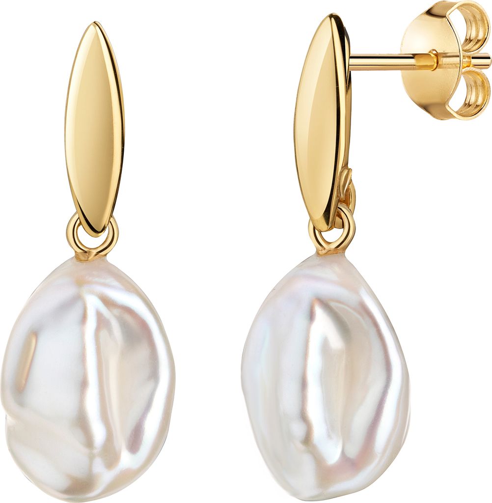 Ohrhänger Keshi-Perle Barockperle Ketten-Anhänger 585 Gold für Damen