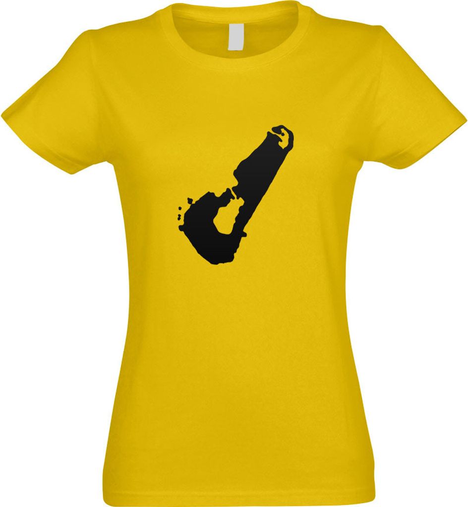 Kiwistar - T-Shirt tailliert - Damen - gelb - Tuvalu Umriss Kontur - mit Motiv Bedruckt - Funshirt Design - Sport - Freizeit - Damen - S