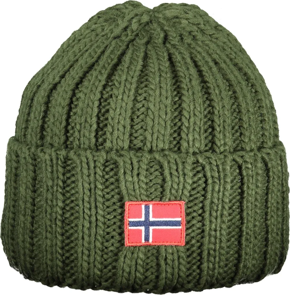 Casquette d'hiver homme verte avec broderie norvégienne - Modèle Oslo