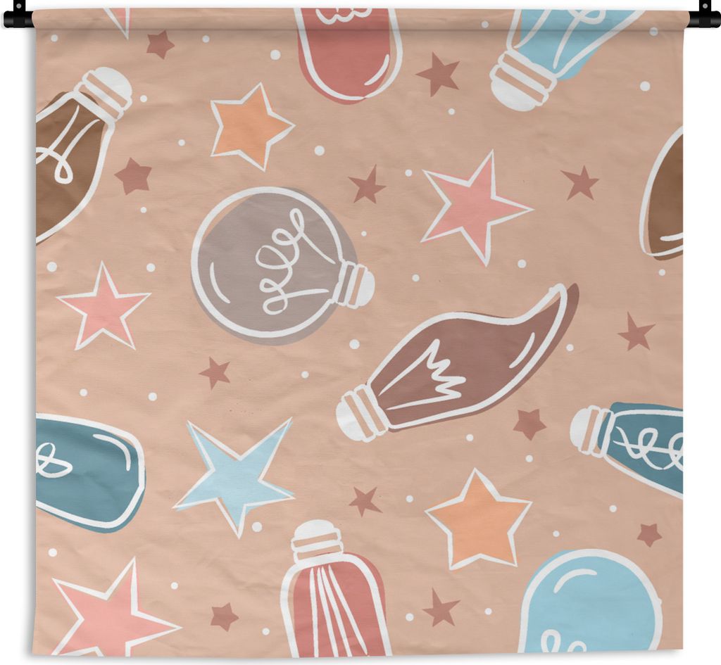 MuchoWow Wandteppich Wandbehang Karikatur - Pastell - Lampe 90x90 cm Tapisserie Dekoration Wandtuch - Wandaufhänger