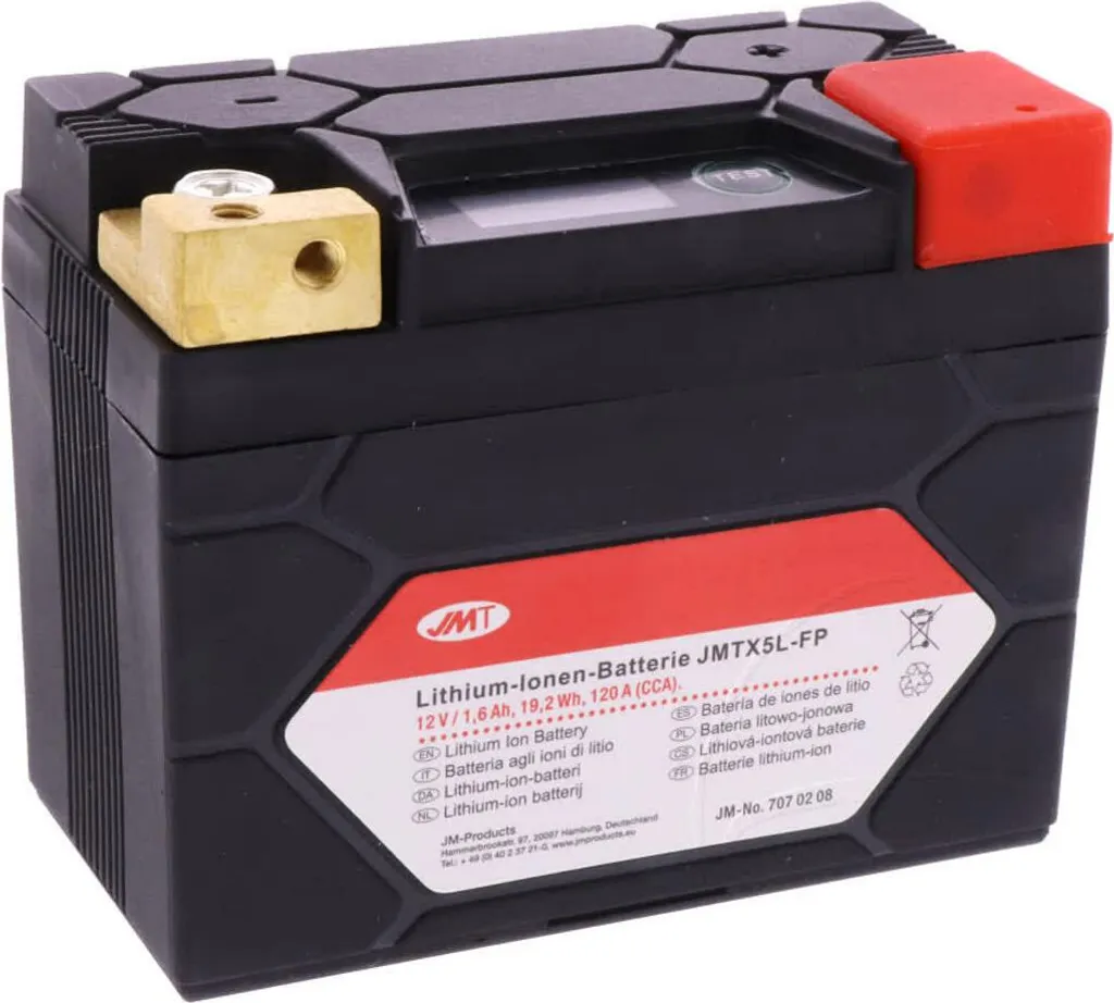 Batteria Moto Litio JMT X5L-FP 12V 19.2Wh | Performance e Peso Minimo