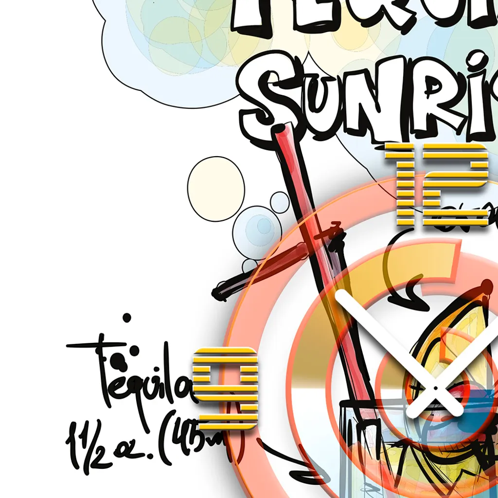 Horloge murale 3D géante sans bruit : déco Tequila Sunrise 50cm GQ-033