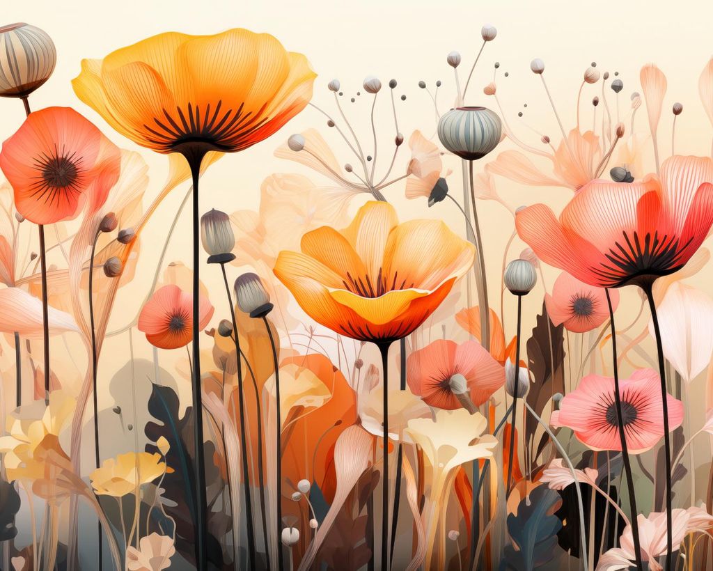 Poster 50x40cm Tanzende Mohnblumen