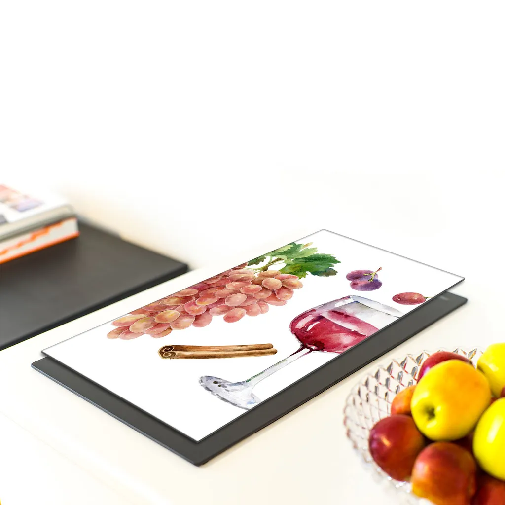 Coprifornelli 30x52 Vetro Temperato Tagliere Deco Vino e Frutta - 4