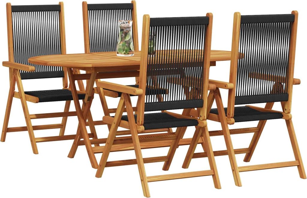 vidaXL Garten Essgruppe 5 pcs Schwarz Massivholz Akazie