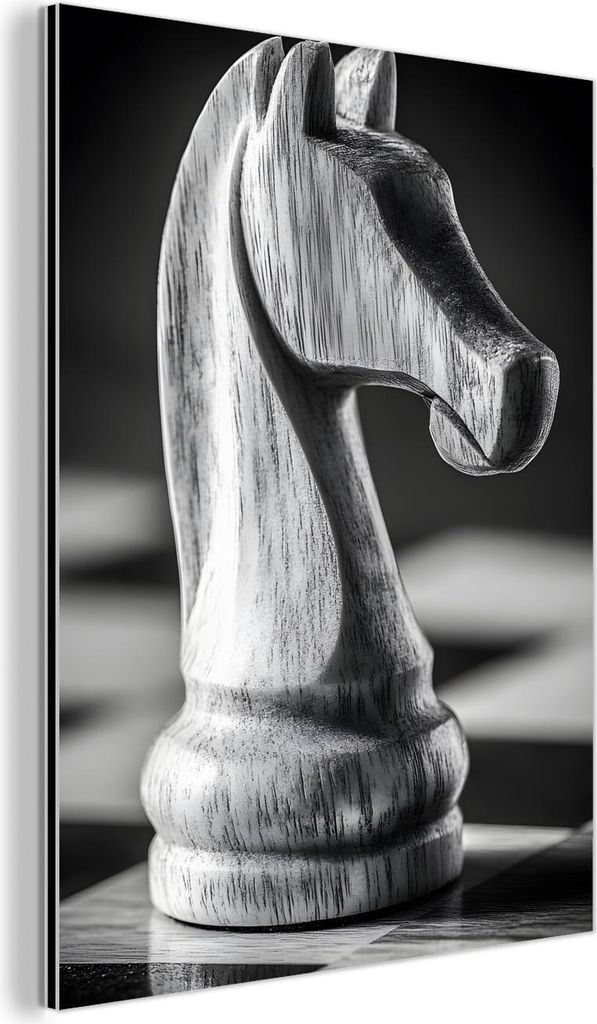 MuchoWow Wanddekoration Metall Metallbild Wandkunst 30x40 cm Pferd - Holz - Schautafel - Schwarz MuchoWow Aluminium Gemälde - Bilder