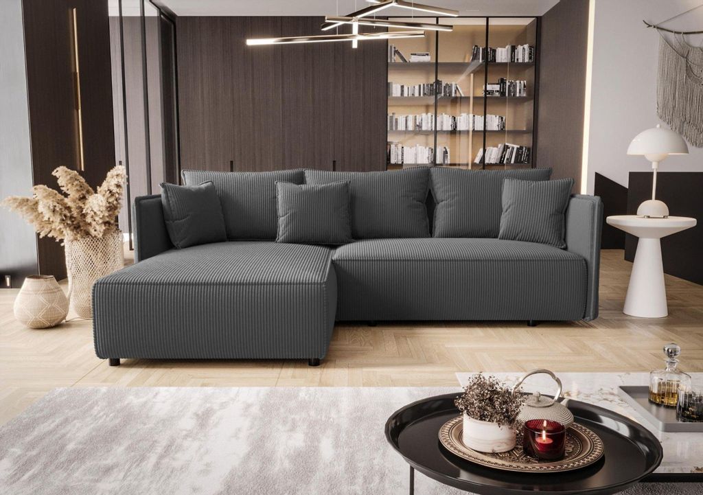 Ecksofa mit schlaffunktion SEATTLE Links Dunkelgrau