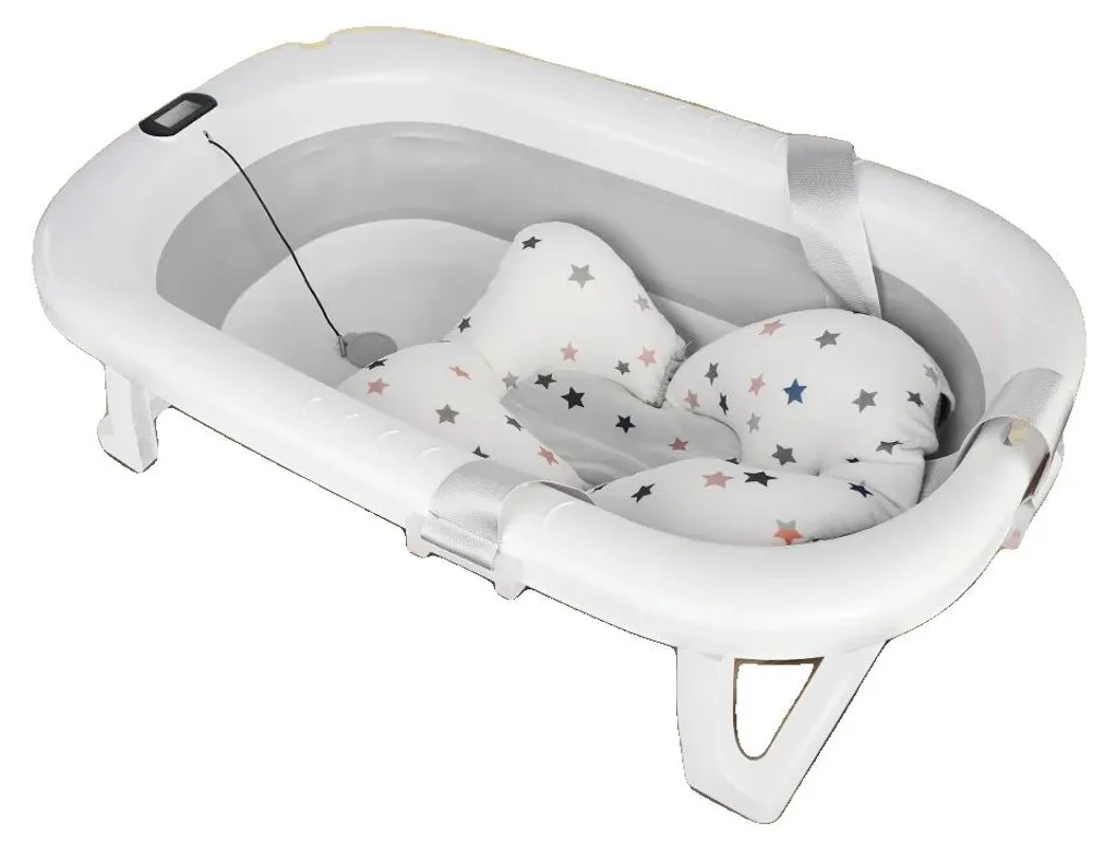 Baignoire Bébé Anti-Glisse avec Capteur Température pour Petite Douche