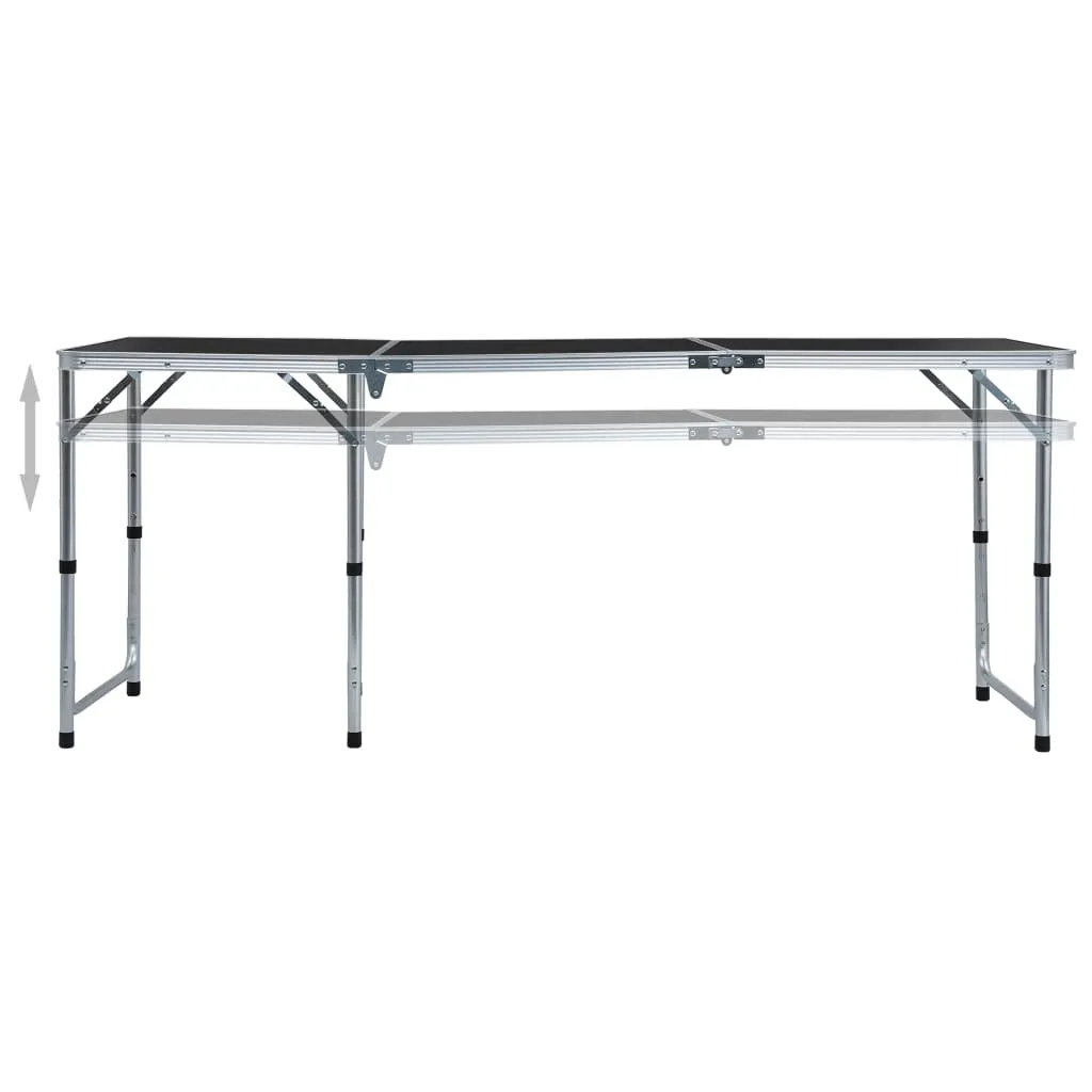 Grande Table de Camping 180x60 cm Aluminium Léger et Pliable en Valise