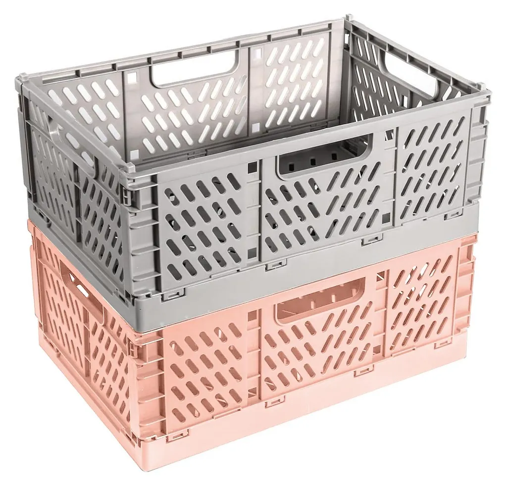 Caisse pliable robuste en plastique lot de 2 bacs empilables de qualité