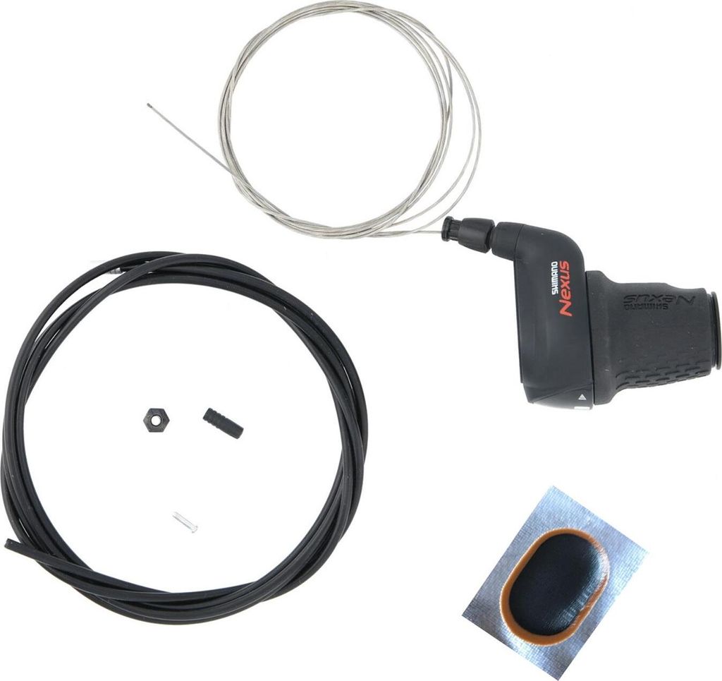 Angebot-Set / SHIMANO Nexus SL-C3000 Drehgriffschalter 7-Gang inkl. Schaltzug schwarz inkl. Schlauchflicken