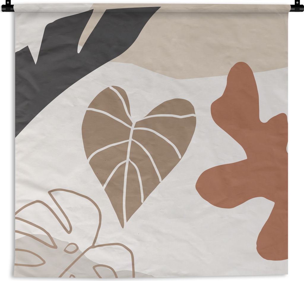 MuchoWow Wandteppich Wandbehang Sommer - Blatt - Braun 150x150 cm Tapisserie Dekoration Wandtuch - Wohnaccessoires - Modernes