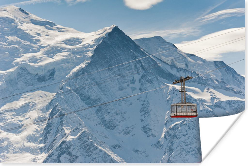 MuchoWow Poster Seilbahn durch die Mont-Blanc-Landschaft 180x120 cm - Fotoplakat