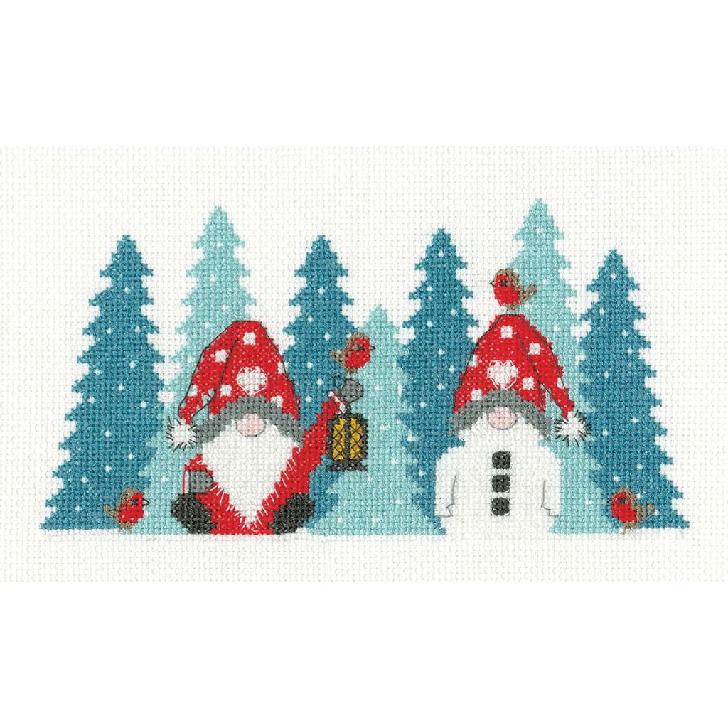 Heritage Kreuzstich Stickpackung Aida "Winterlicher Zauberwald", Zählmuster, KRWW1738, 20,5x10,5cm
