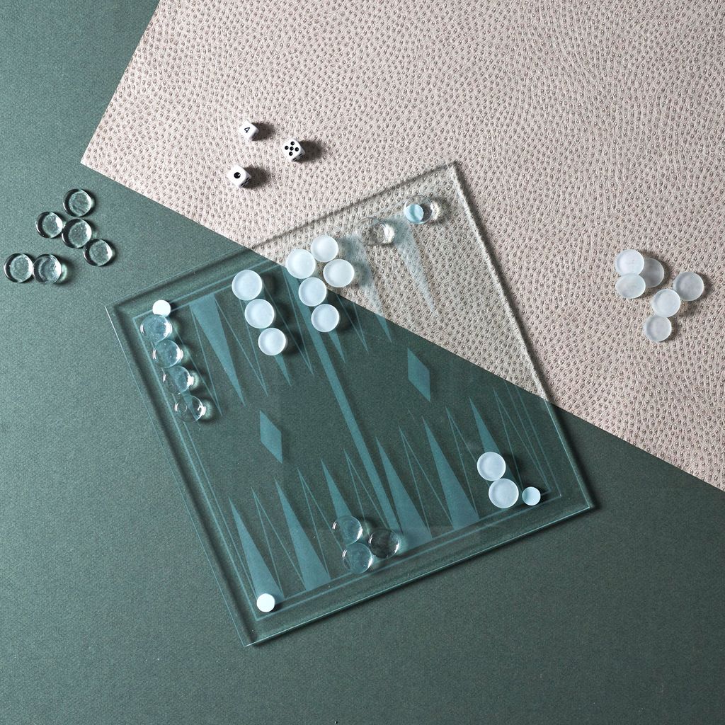Jeu de Backgammon - MISTER GADGET - Verre - Blanc et Noir Image du produit 