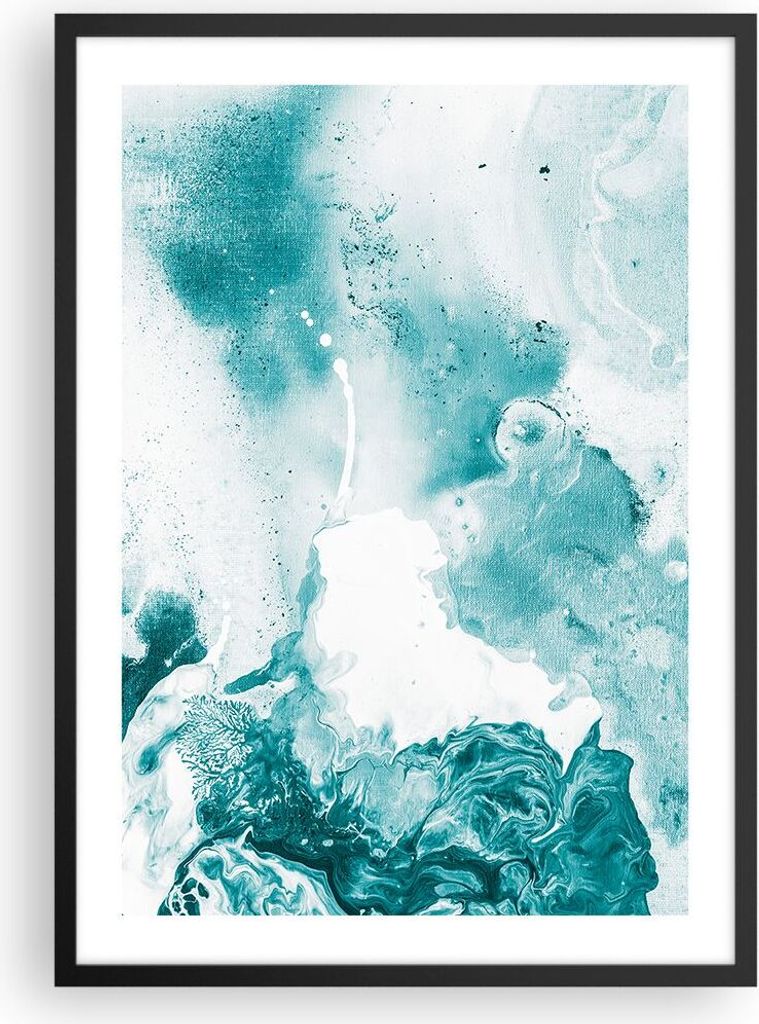Gerahmtes Poster - Schwarzer Rahmen - Abstraktion Meer Türkis - 50x70 cm - Wand Bild - Wanddeko - Wandbilder - Wandposter - Bilderrahmen - Bilder ...