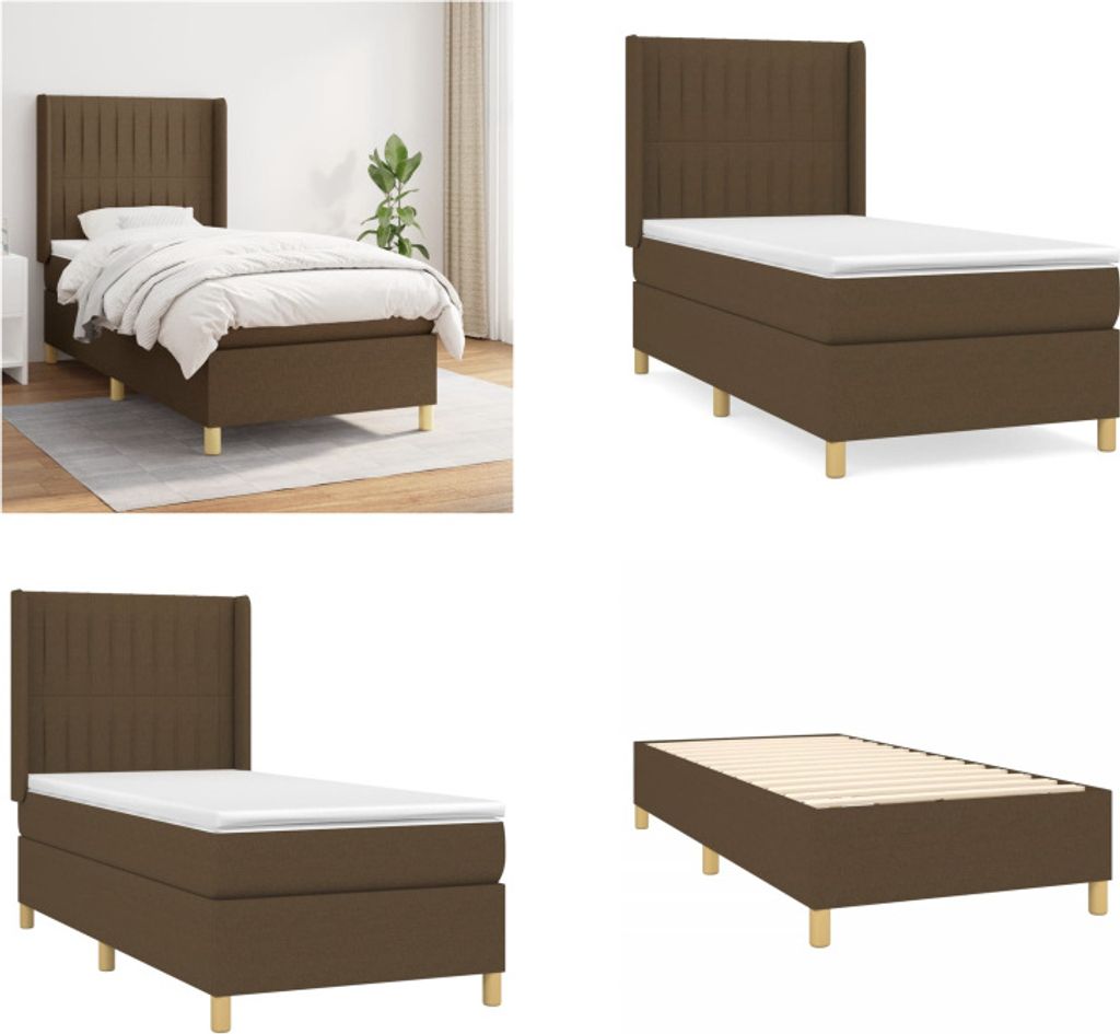 vidaXL Boxspringbett mit Matratze Dunkelbraun 80x200 cm Stoff - Boxspringbett - Boxspringbetten - Bett - Schlafzimmermöbel