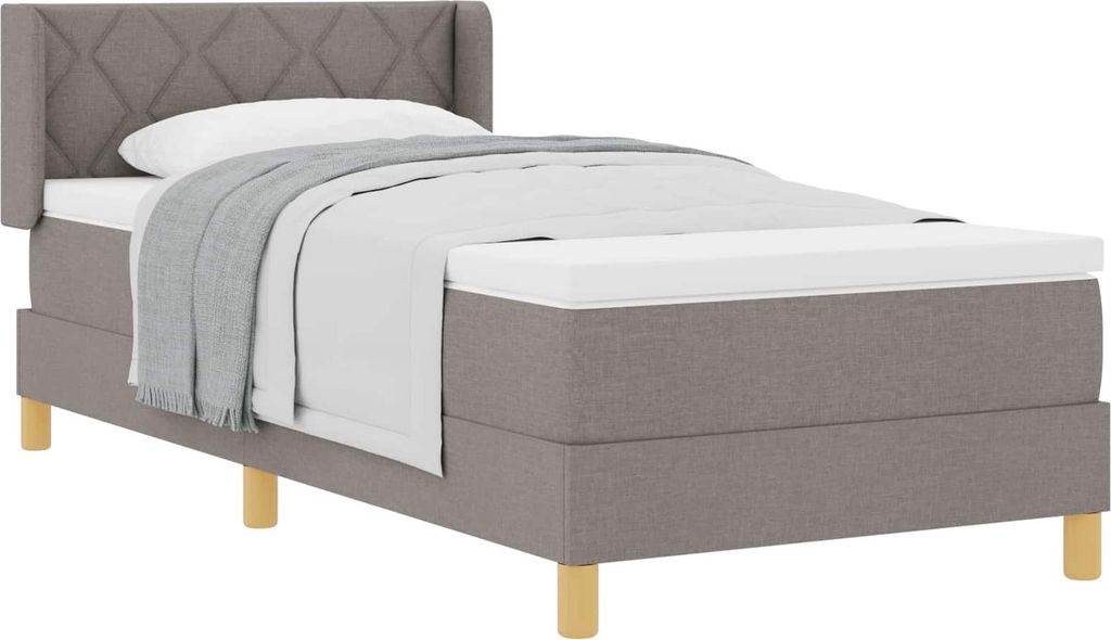 vidaXL Boxspringbett mit Matratze Taupe 190 x 90 cm Polyester