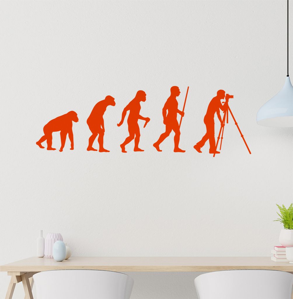 Fotograf Fotografie Evolution Wandtattoo Wandaufkleber Wall Sticker - Dekoration, Küche, Wohnzimmer, Schlafzimmer, Badezimmer