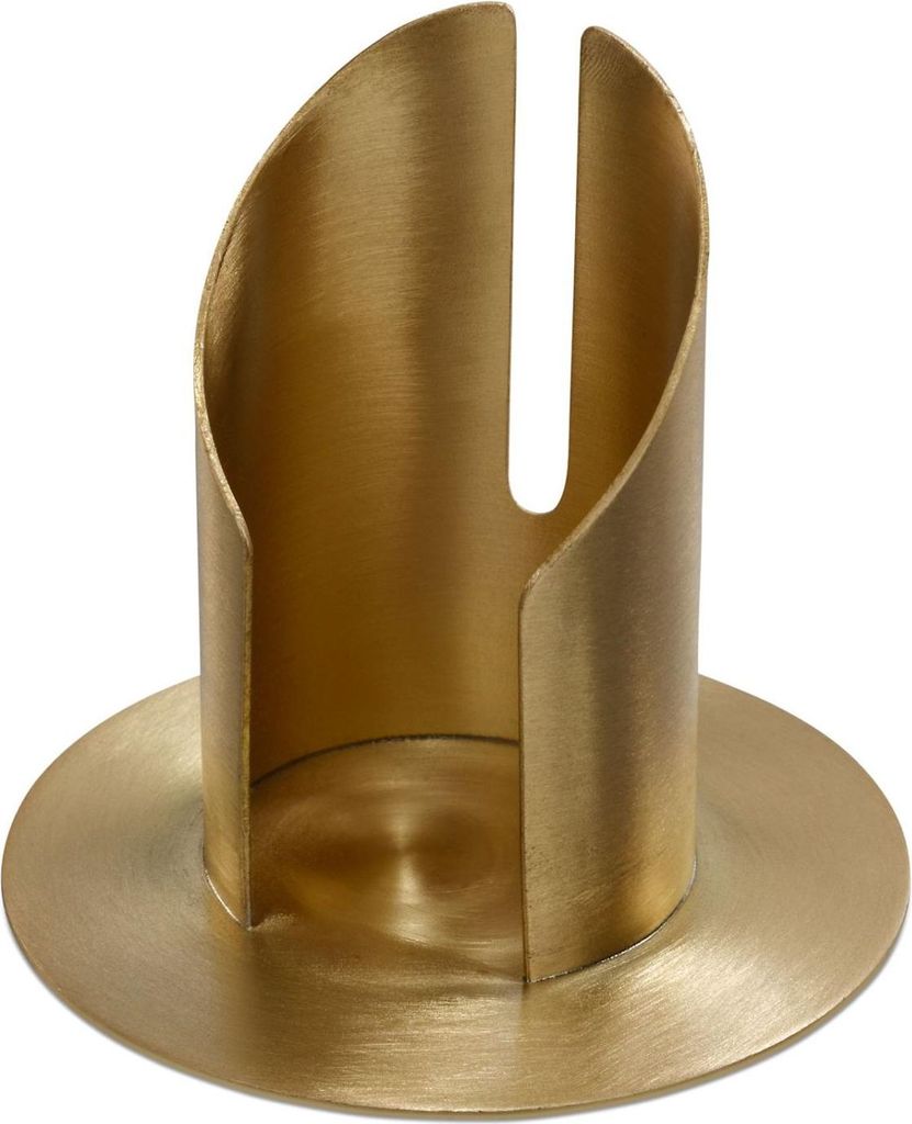 INNA-GLAS Kerzenhalter Messing Constance, für Kerzen ca. Ø5cm, matt gebürstet, Gold, 9cm, Ø10cm - Kerzenständer