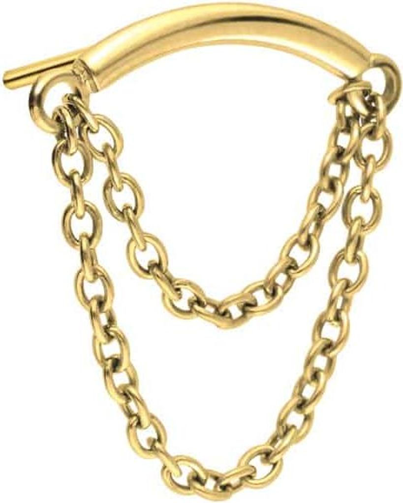 Piercing-Zubehör Titan Aufsatz mit Push Pin BOGEN + 2 KETTEN