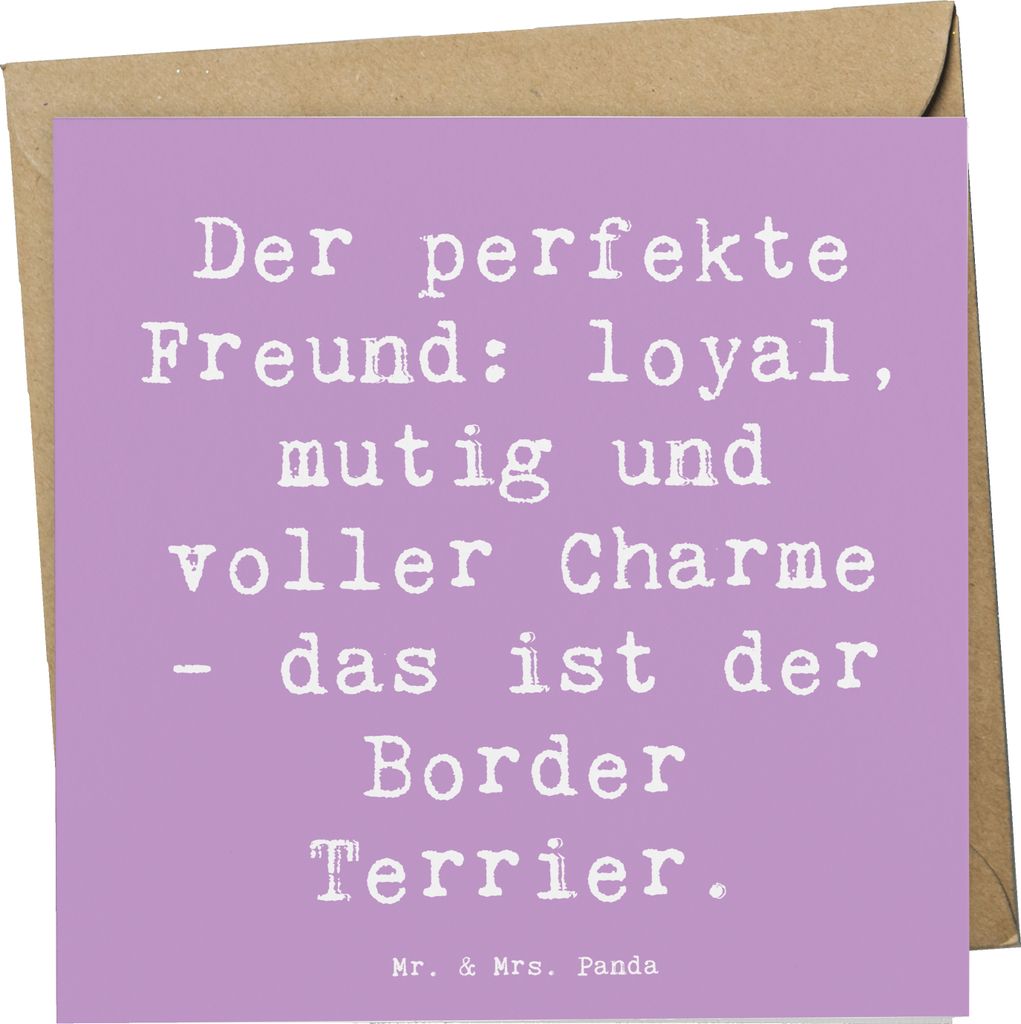 Mr. & Mrs. Panda Glückwunschkarte Spruch Border Terrier Freund - Lavendeltraum - Geschenk, Hund, treuer Begleiter, Hunderassen, treue, loyal, Gru...