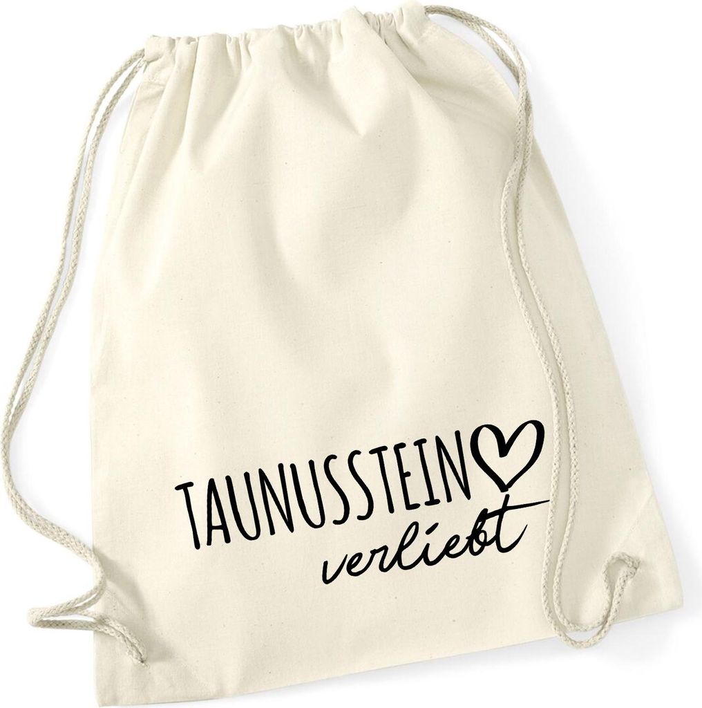 Huuraa Turnbeutel Taunusstein verliebt 12 Liter Natural Baumwolle Rucksack Geschenkidee