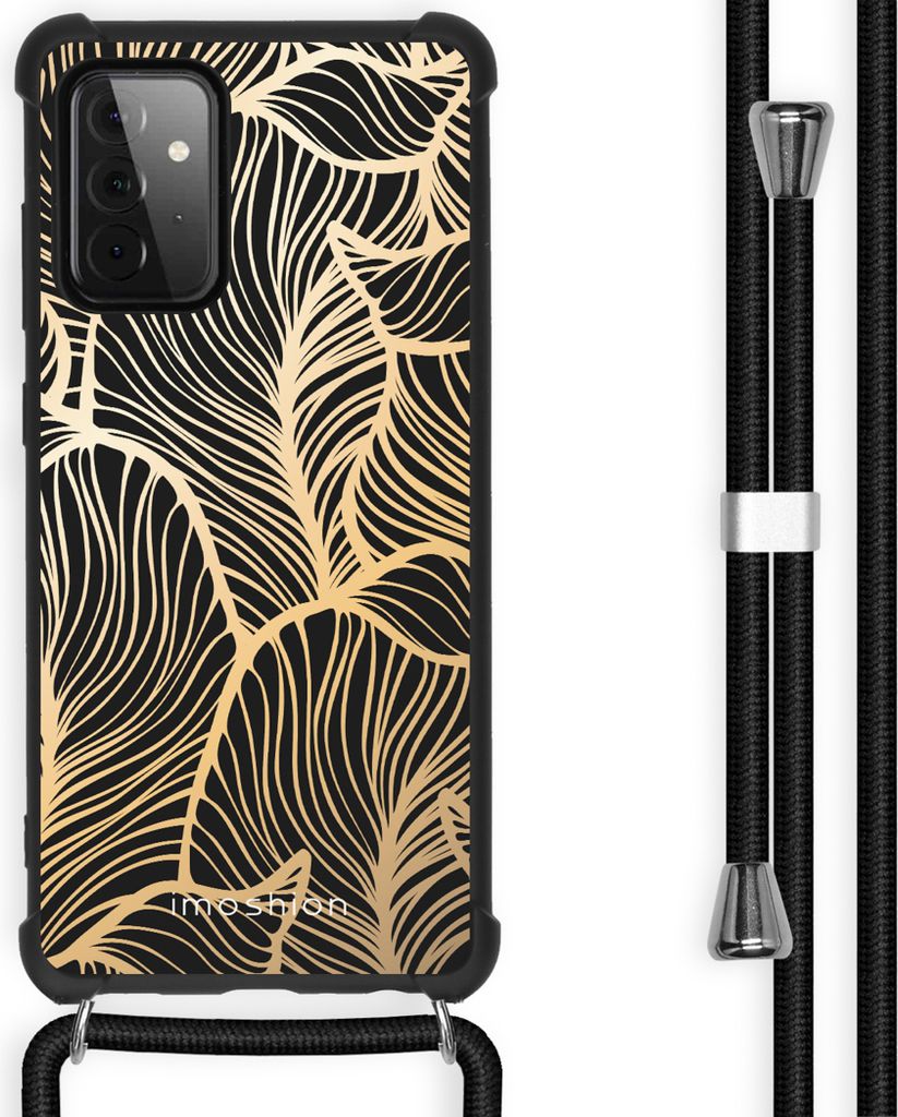 imoshion Design Hülle mit Band Samsung Galaxy A72 - Golden Leaves