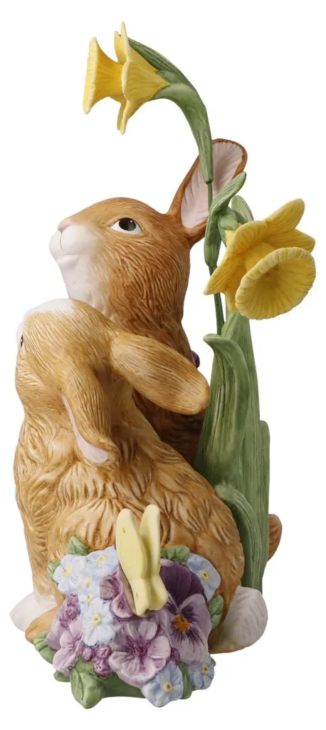Statuette Couple de Lapins en Faïence Multicolore pour Décoration de Pâques - 12