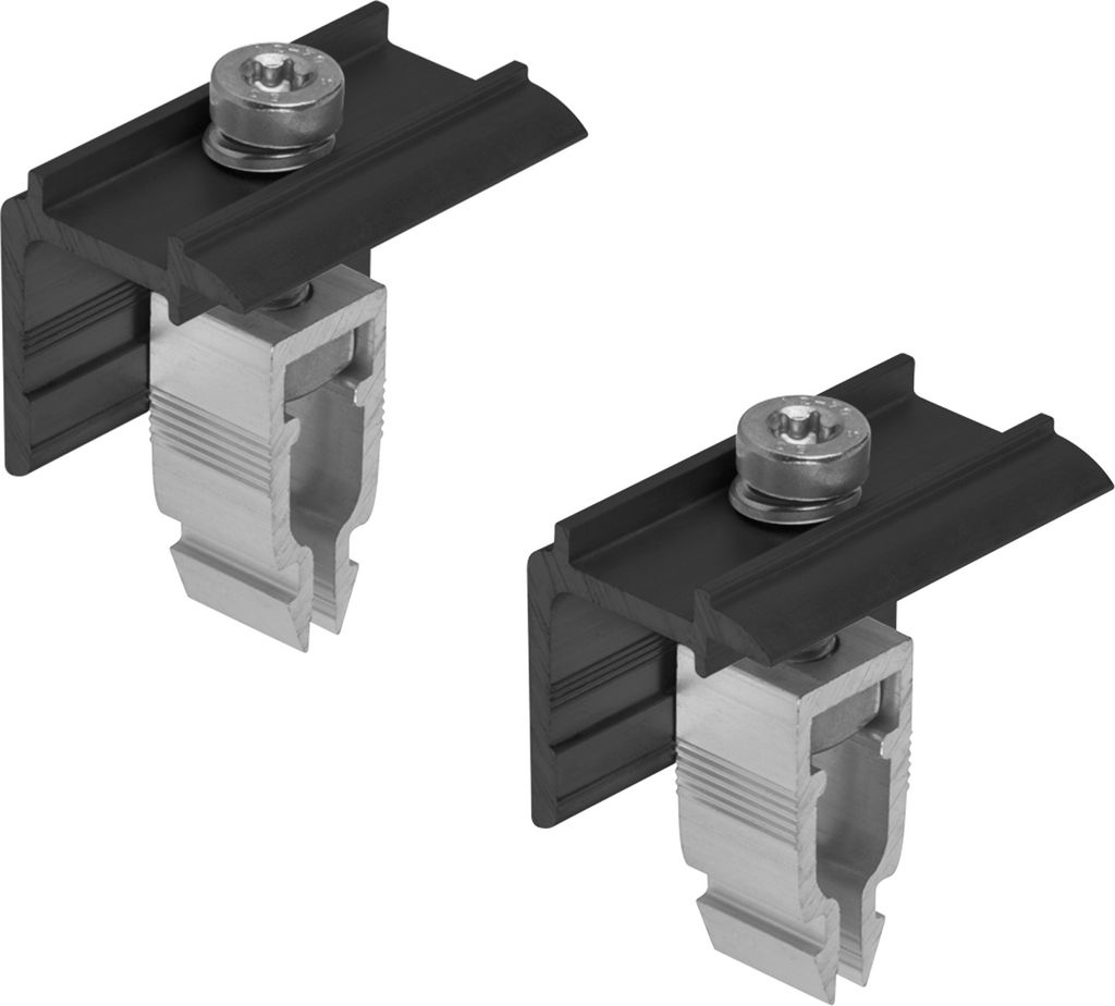 2x ALU Endklemme schwarz Easy-Click-System 30-45mm Solar PV für Befestigung Schiene