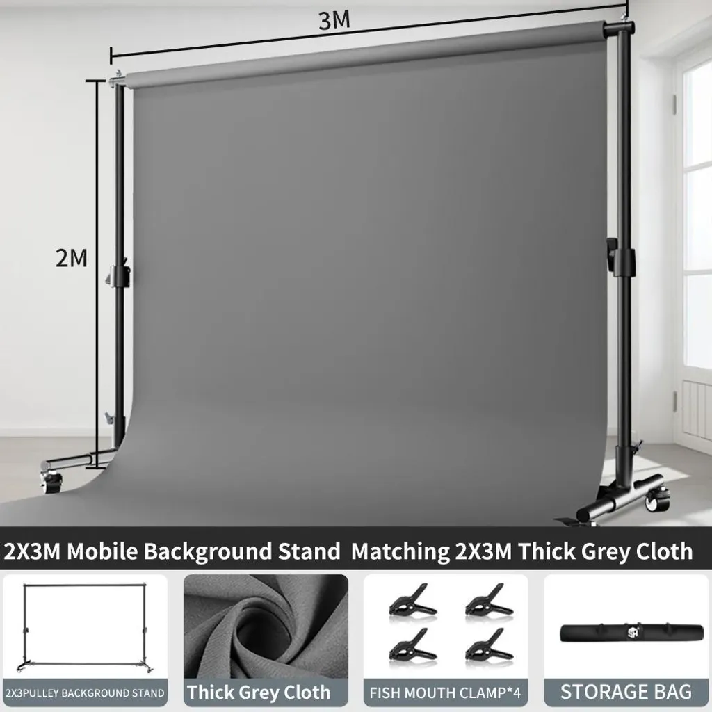 Support de fond 2x3m anti-reflet : structure stable pour fond photo gris